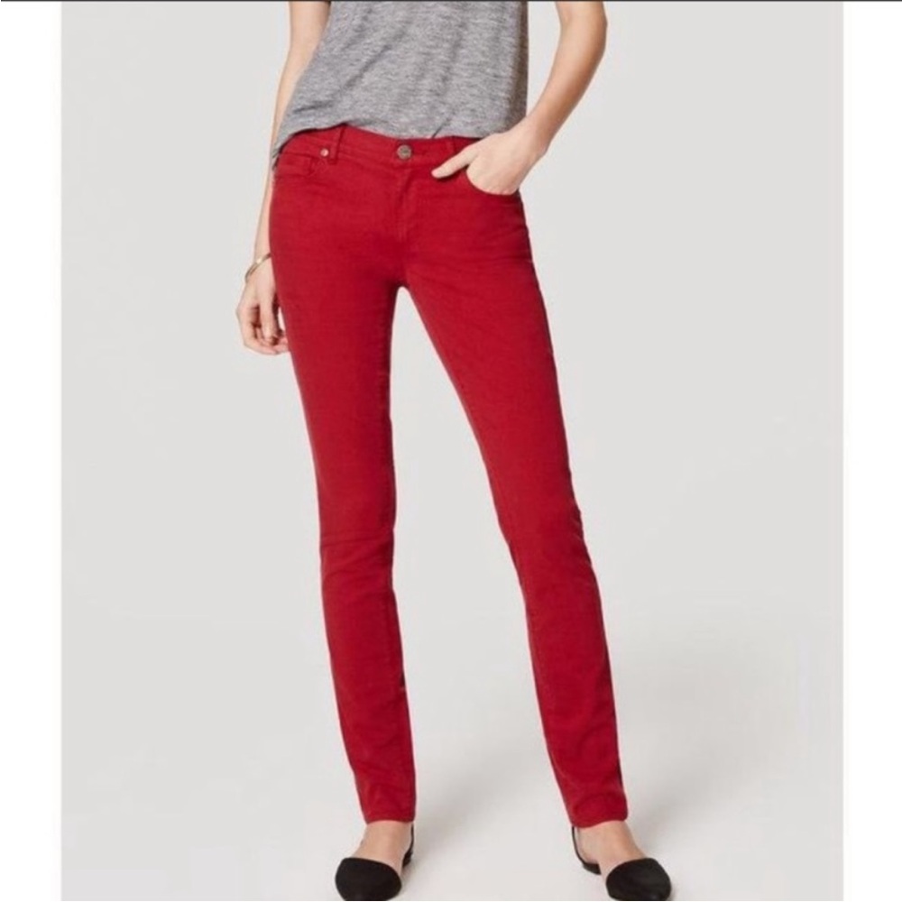 LOFT Women's Vibrant Red Modern Skinny Jeans - Picture 2 of 6